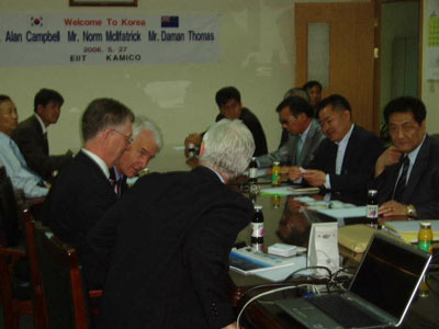 Damon Thomas, Alan Campbell, Norm Mallfatrick at Tasmanian Korean trade and business seminar